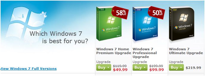 Cost Upgrade Vista Home Premium Windows 7